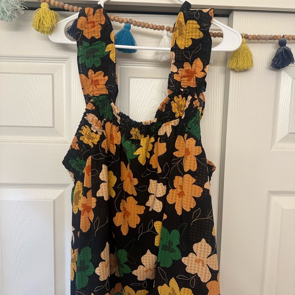 Floral Sleeveless Top with Ruffle Straps